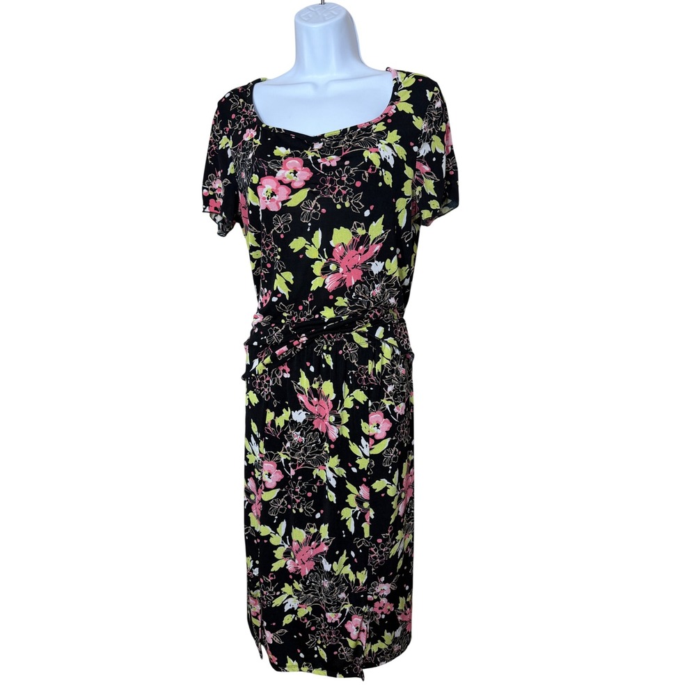 Vintage Jaclyn‎ Smith Womens Black Floral Print 2 Piece Skirt Set Size Small